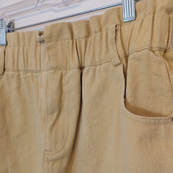 NWT entro mustard yellow soft denim paperbag waist mini skirt with pockets large - Picture 2 of 9